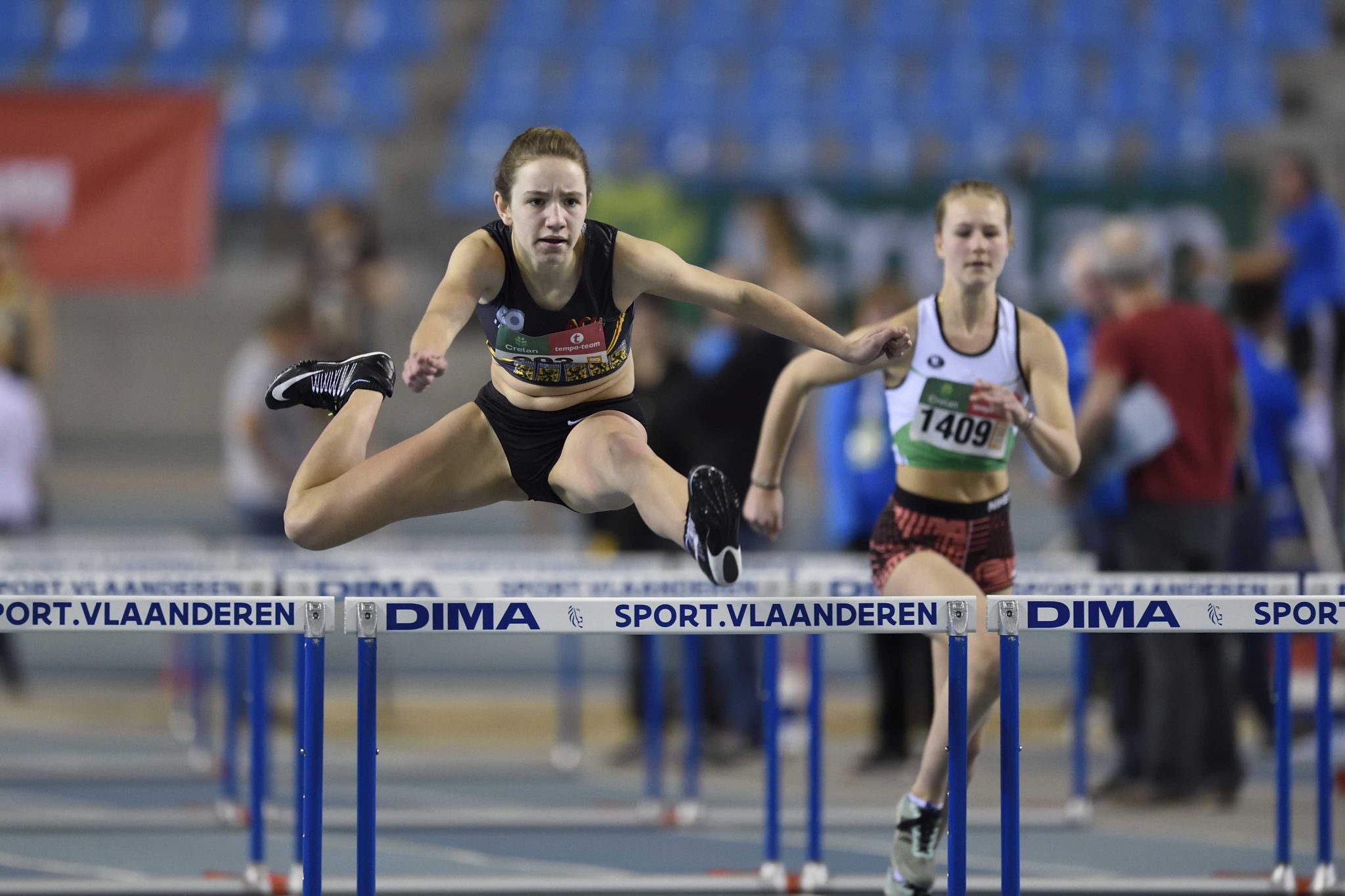 Marie De Naeyer (ACG-kern Zottegem) Belgisch kampioen 2018 op de 60m horden