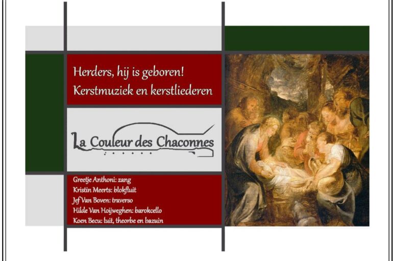 Kerkfabriek Onze-Lieve-Vrouw Zarlardinge organiseert een kerstconcert in de O.L.V.-Kerk Zarlardinge met een uniek optreden van het ensemble “La Couleur des Chaconnes”